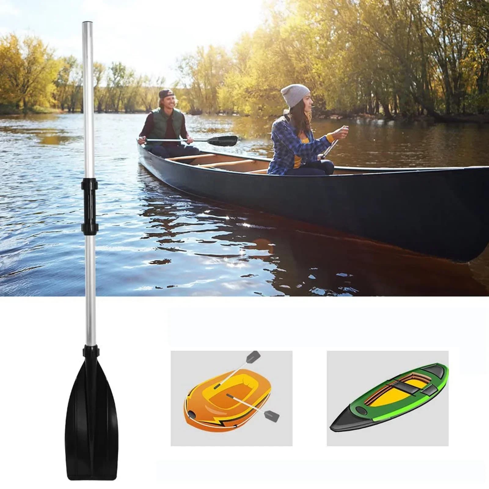 2Pcs Aluminium Alloy Detachable Lightweight Ribbed Blade Kayak Paddles Boat Oars