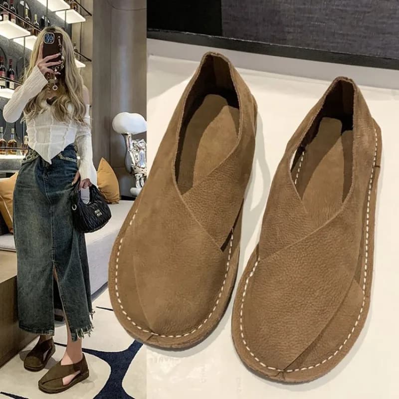 Women's Summer Sandals 2026 New Casual Low With Toe Chiusa Retro Slip-on Moccassini Estivi Anti-Slip Comodi