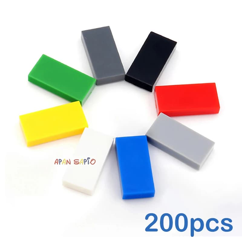 200 pz FAI DA TE Building Blocks Figura Sottile Mattoni Liscio 1x2 Formato Creativo Educativo Compatibile Con 3069 30070 Giocattoli per I Bambini
