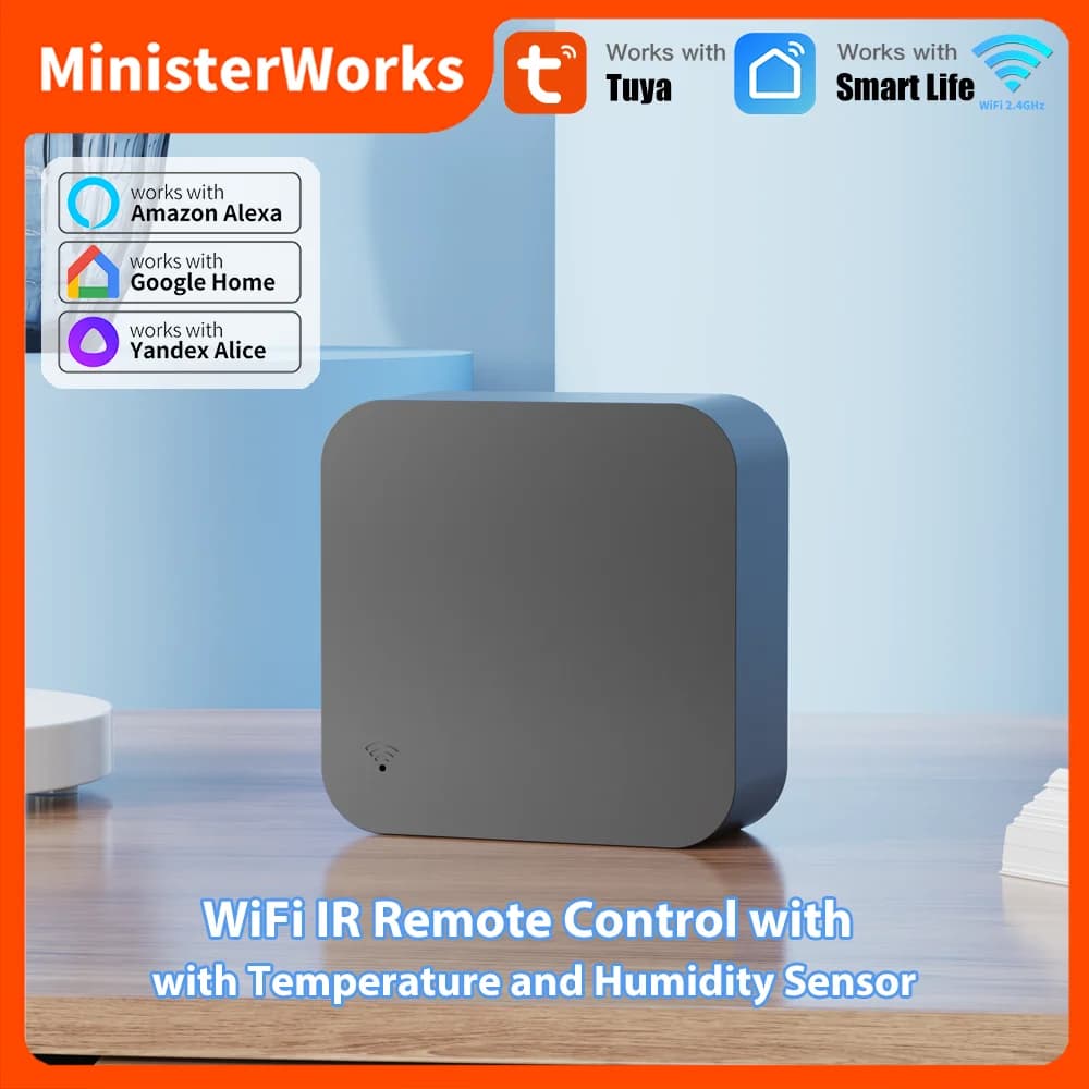 Tuya WiFi Smart IR Remote Control with Temperature Humidity Sensor for Air Conditioner TV DVD AC Works with Alexa Google Home