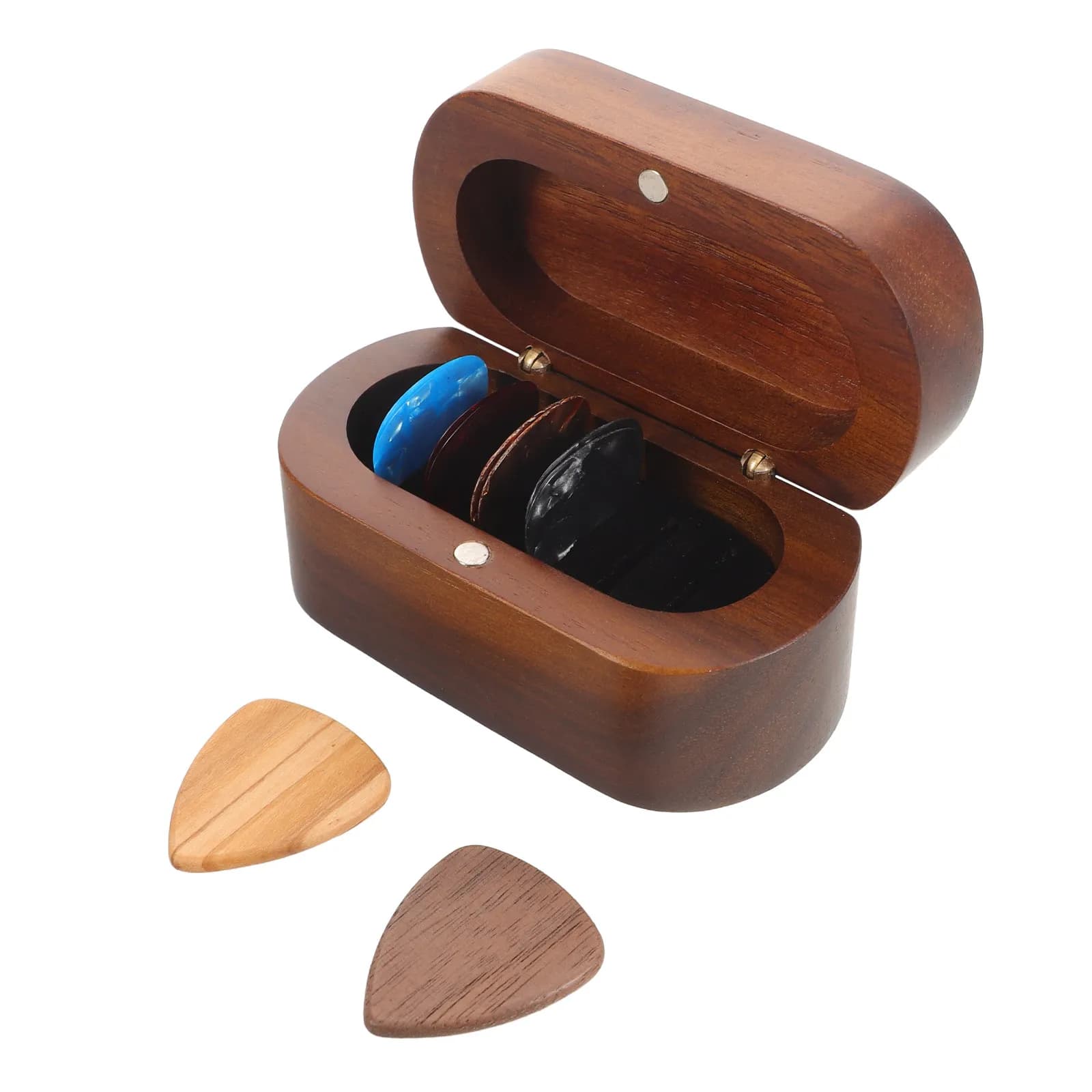 Set Porta Plettri per Chitarra in Legno con 10 Plettri, Custodia da Viaggio Robusta per Musicisti, Organizzatore Portatile per Plettri, per Amanti della Musica