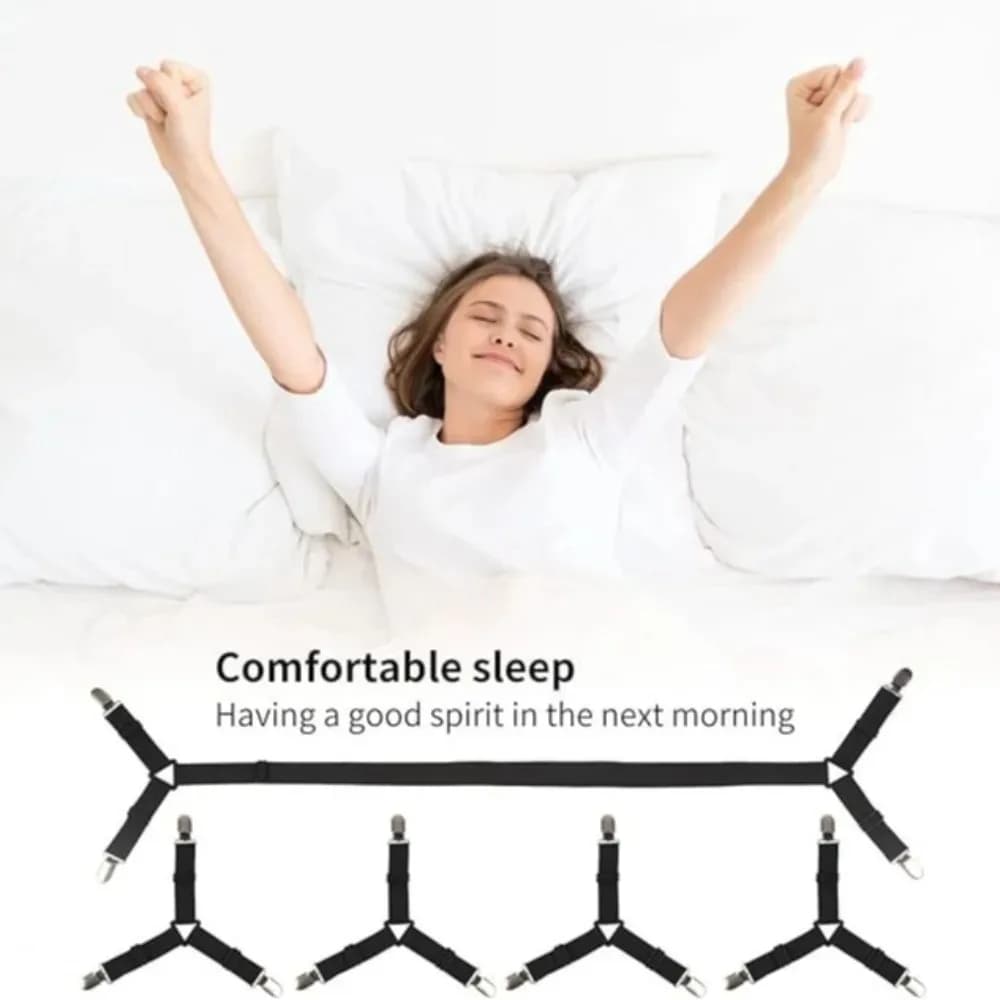 5 Pezzi Fasce Elastiche Regolabili Antiscivolo per Lenzuola, Clip per Coperte, Trapunte e Lenzuola con Angoli - Accessori per l'Organizzazione Domestica