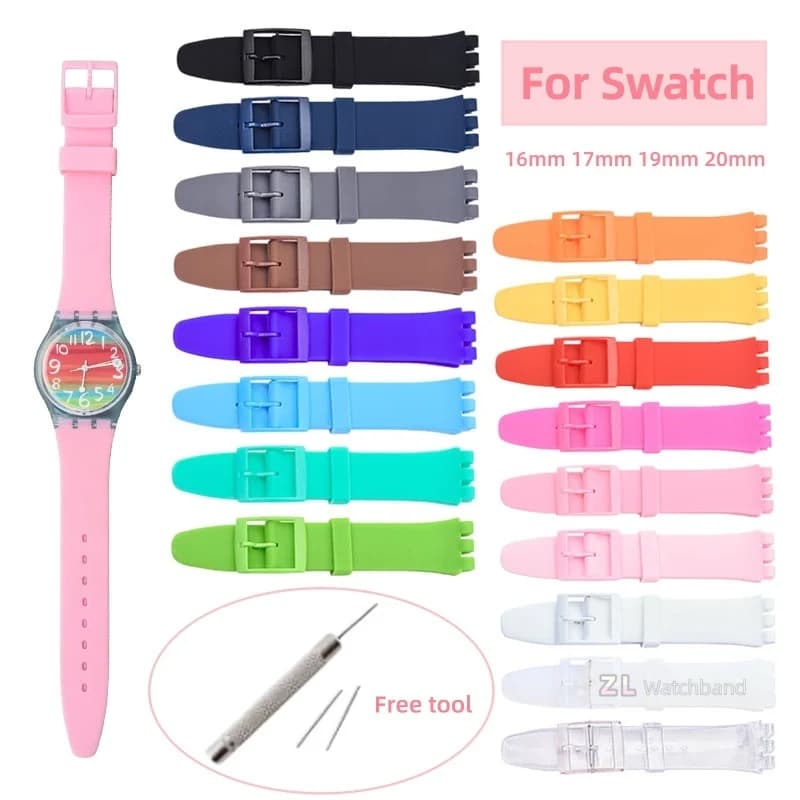 Rubber Strap for Swatch Colorful Sports Band Replacement Wrist Bracelet 16mm 17mm 19mm 20mm Silicone WatchAccessories