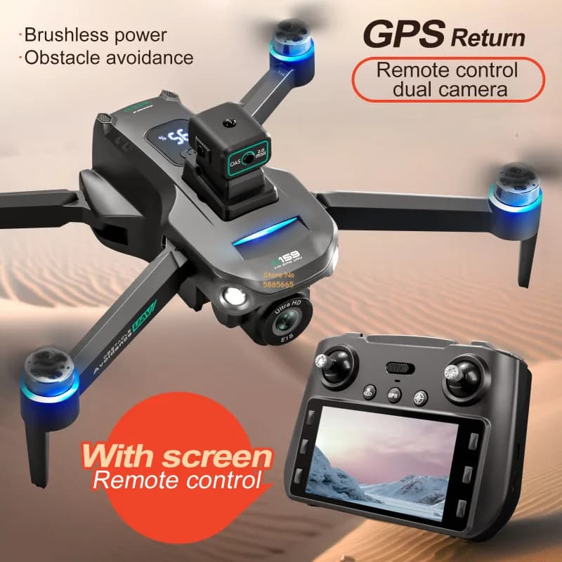 8K Doppia Fotocamera 5G WIFI FPV Telecomando Quadcopter Drone 2KM Evitamento Ostacoli Schermo LED GPS Brushless Follow Me RC Drone
