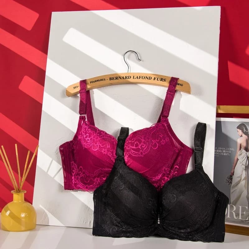Reggiseno Sexy in Pizzo per Taglie Forti da Donna, Comodo con Ferretto, Effetto Push-Up, Spalline Regolabili