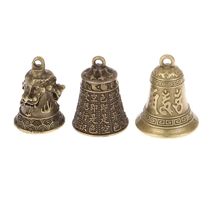 ❤️ Alloy Retro Three Lion Bell Wind Chime Car Pendant Antique Bell Mini Sculpture Pray Guanyin Bell Shui Feng Bell