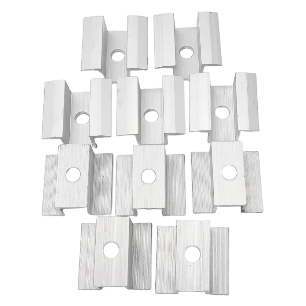 Morsetti centrali solari da 10 pezzi per pannelli fotovoltaici per altezza telaio 2550 mm Hardware di montaggio per pannelli solari in lega di alluminio