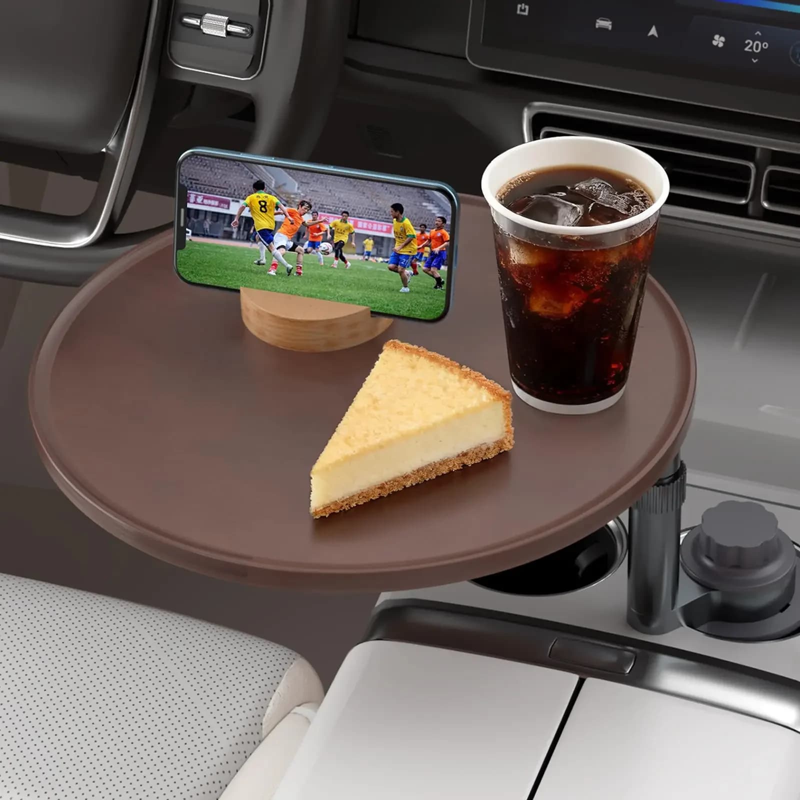 360° Rotating Car Tray Table With Cup Holder Adjustable Height Wooden Laptop Desk For Most Vehicles