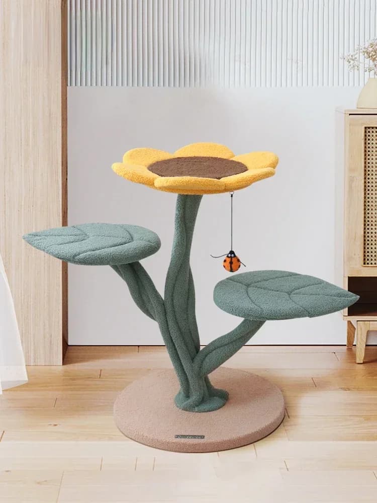 Torre per albero per gatti a forma di girasole Struttura da arrampicata per gatti Fiore carino Prodotti multistrato Accessori per animali Giocattoli Mobili per gatti