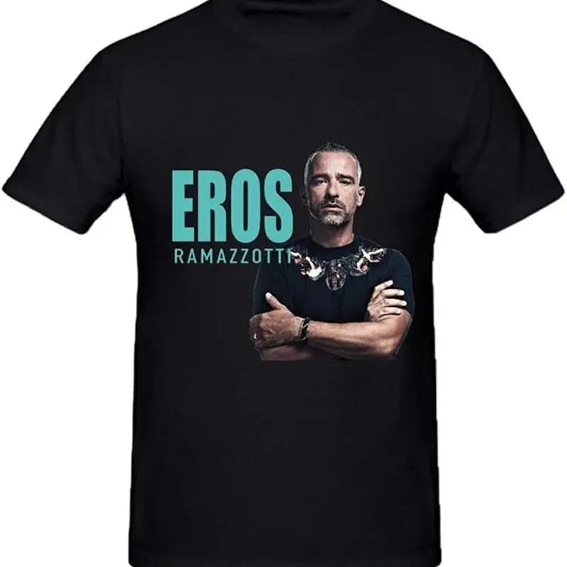 Maglietta Eros Ramazzotti in cotone nero taglia dalla S alla 5XL