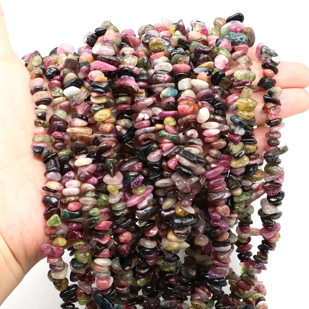 Pietre naturali Tormalina colorata Perline irregolari Chip di cristallo Ghia Fori forati Perlina per creazione di gioielli Collana braccialetto fai da te