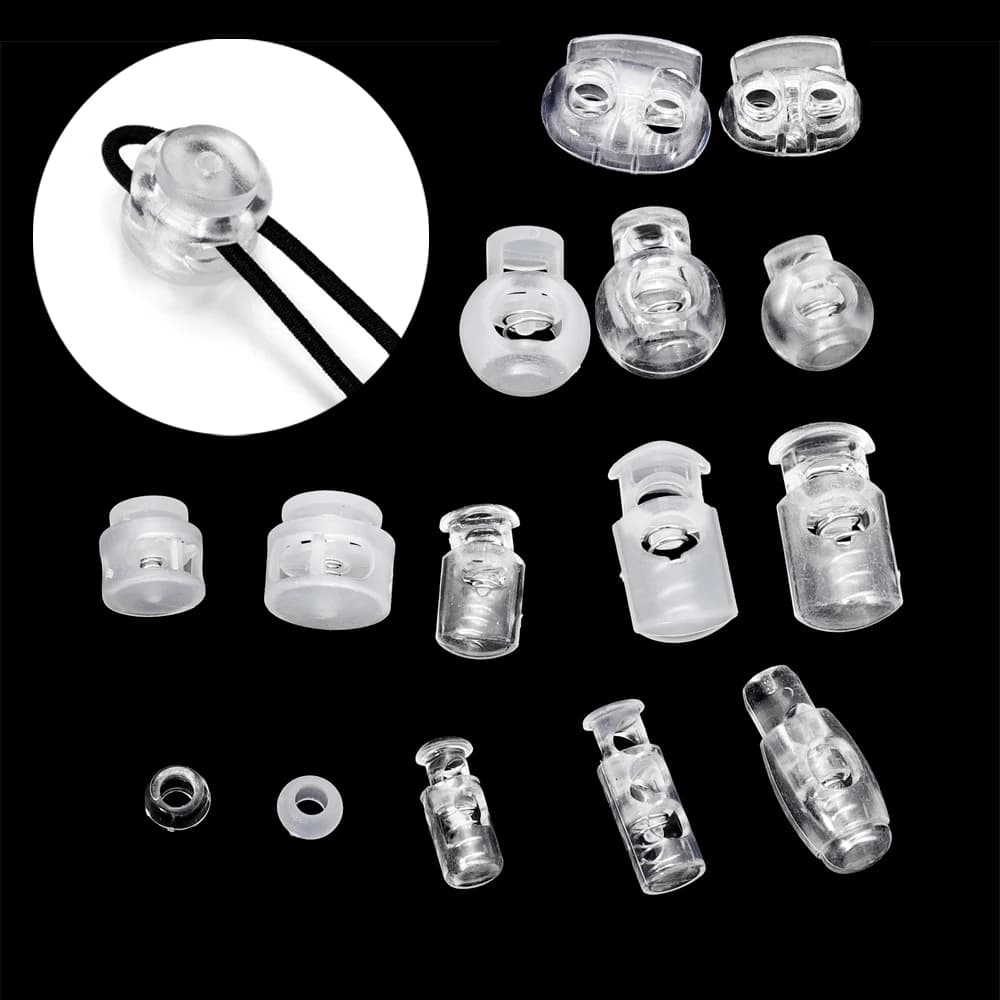 10 pz Cavo di Blocco Tappo di Plastica Estremità del Cavo Toggle Clip Fibbia Trasparente Trasparente Gelo Per Lacci Delle Scarpe Abbigliamento Borsa FAI DA TE Accessori