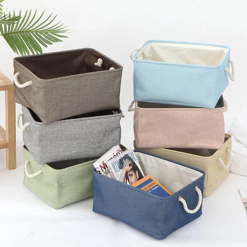 Versatile cesto portabiancheria in lino a doppio strato, armadio, organizer per abbigliamento, articoli vari da tavolo, giocattoli, snack, cesto portaoggetti cosmetico