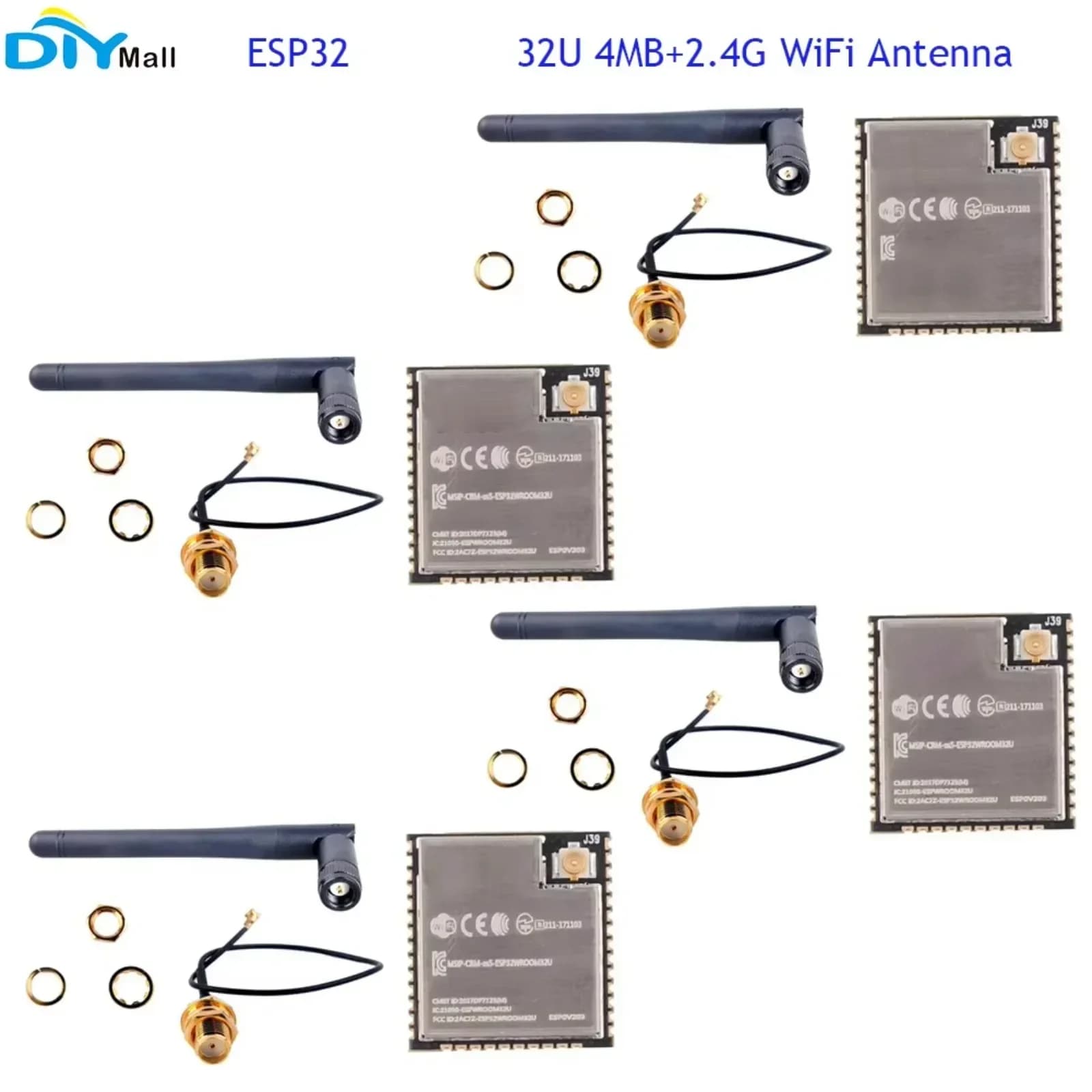 Modulo MCU WiFi-BT-BLE universale ESP32-32U da 4MB con doppio core CPU per ESP-32s ESP-32+UFL e antenna WiFi 2.4G femmina