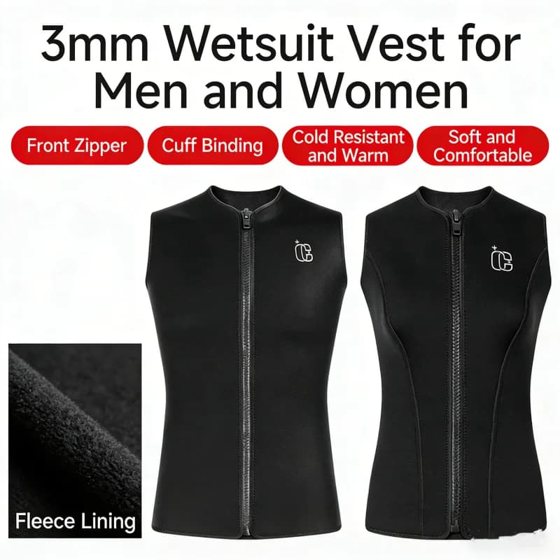 Gilet Termico in Neoprene da 3MM Senza Cappuccio per Uomo e Donna, per Immersioni Subacquee, Surf, Kayak, Nuoto e Sport Acquatici
