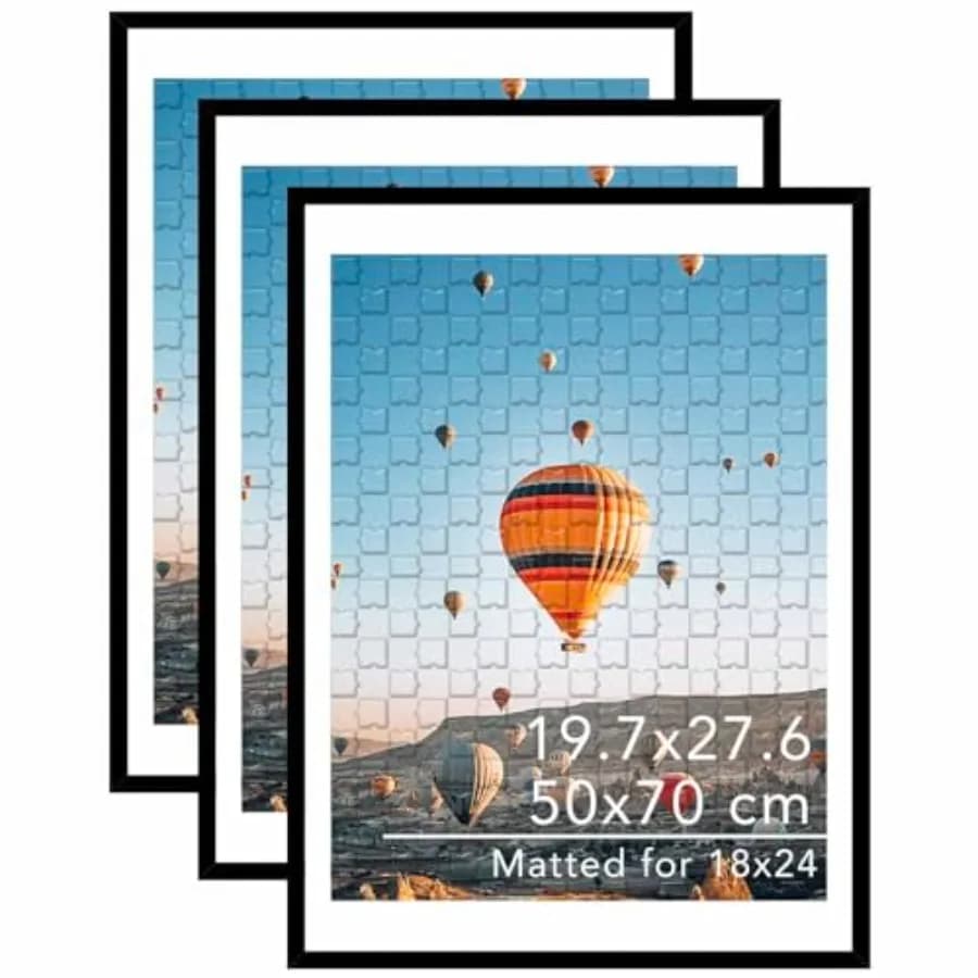 Cornice per puzzle 19,7x27,6 cm per poster o foto 50x70 cm, espositore 18x24 con passepartout o 19,7x27,6 senza, da appendere alla parete 1