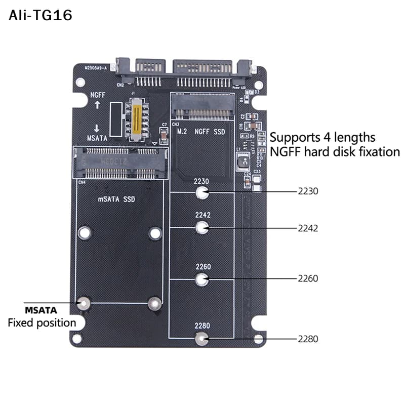 【TG6】（)1Pc 2025 Nuovo Adattatore Esterno NGFF a SATA 3 per HDD, Scheda Adattatore Protocollo MSATA SSD M.2 SATA per Trasferimento Dati