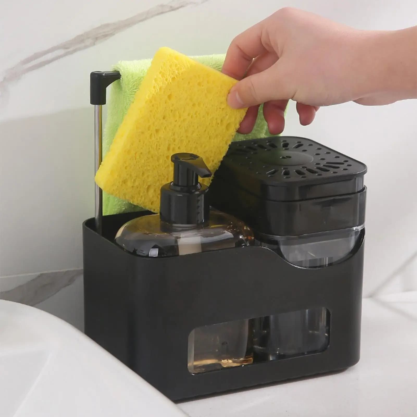 Dispenser di Sapone da Parete, Porta Asciugamani, Organizzatore per Bottiglie di Shampoo per Casa, Cucina, Bagno, Hotel, Sala da Pranzo