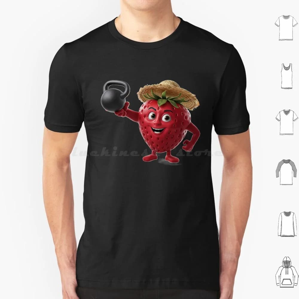 Kettlebell Strawberry T Shirt Woman Children 6xl Funny Strawberry Kettlebell