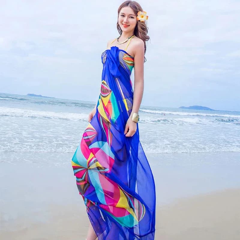 Sciarpa Pareo da donna Pigiama da spiaggia Copricostume da spiaggia Sciarpe estive in chiffon Design geometrico Asciugamano taglie forti Abbigliamento da spiaggia estivo da donna