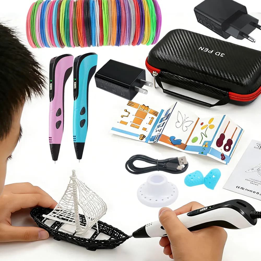 Popular Christmas Ideas DIY Gift 2025 3D Printing Pen with LCE Display Power Adapter Travel Case PLA Filament Kids Favorite Toys