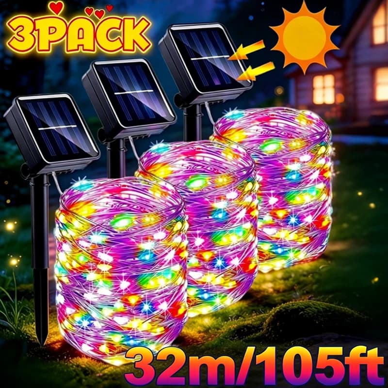 Solar String Lights Outdoor LED Fairy Christmas Lights Waterproof 8 Modes Garland for Garden Tree Patio Yard Wedding Xmas Decor
