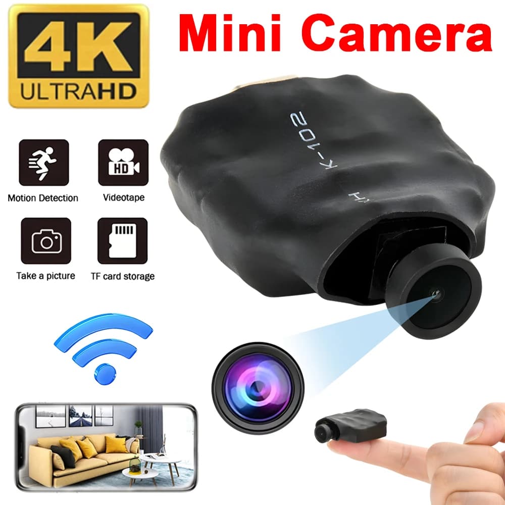 Nuova Mini Telecamera WiFi 4K, Videocamera IP HD 1080P, Registratore Video Fai-da-Te, Sicurezza Domestica con Rilevamento di Movimento, Micro Videocamera con Visualizzazione Remota