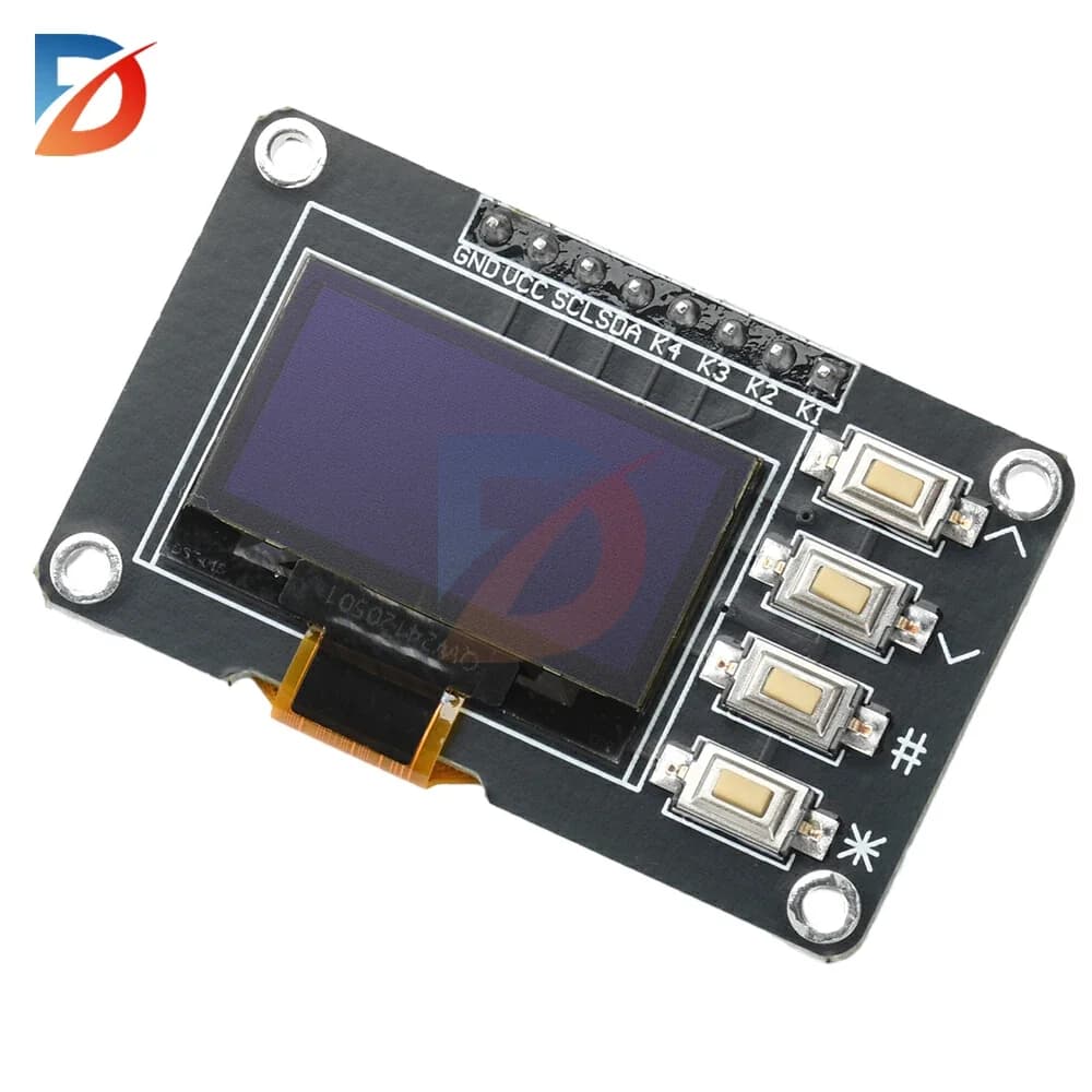 Per Arduino display OLED da 0,96 pollici SSD1306 SSD1315 driver OLED display I2C interfaccia IIC bianco/blu 12864 con 4 pulsanti