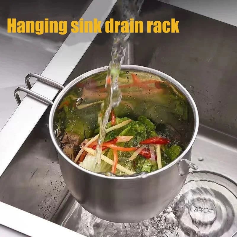 2in1 Ciotola di drenaggio Lavello Cestello di scarico Appeso Lavello in acciaio inossidabile Filtro per rifiuti da cucina Cucina Bacino di verdure Raccoglitore di rifiuti