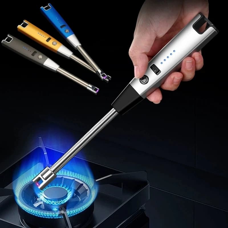 Rechargeable Arco lighter Metal winding, for Camping, Gas cooker, Aromatherapy, Candle, with Long sleeve