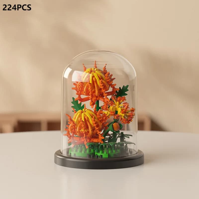 Bouquet di Fiori Eterni, Pianta in Vaso Bonsai, Modello di Blocchi da Costruzione, Decorazione per la Casa, Giocattoli Puzzle, Regali di Compleanno e Natale per Bambini