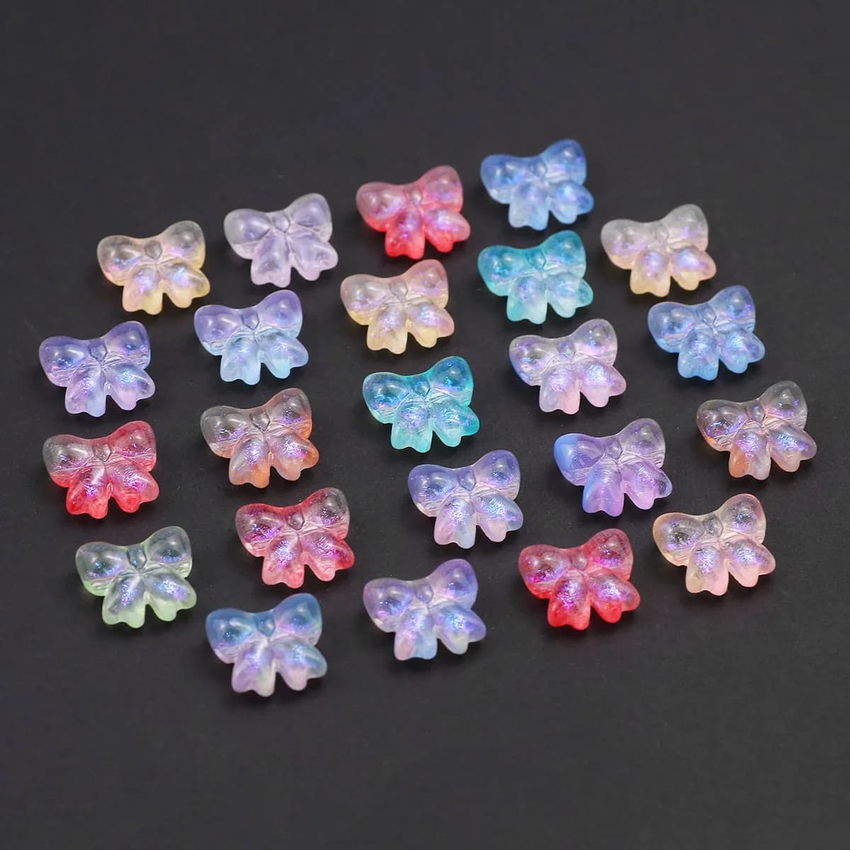 20pcs 17*15mm Butterfly Shape Purple Color Glass Spaced Loose Beads For Jewelry Charms Bracelet Necklace Accessories Making DIY