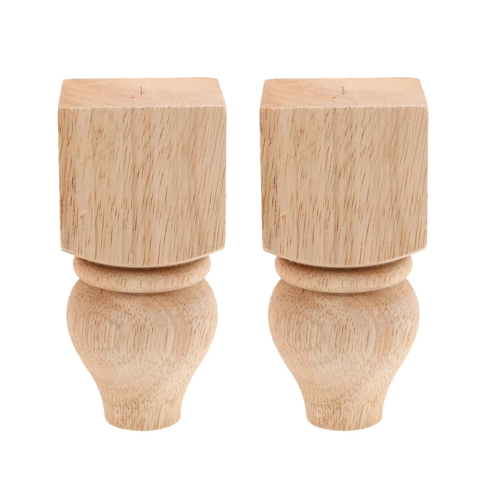 2 Pezzi Gambe in Legno Grezzo per Mobili, Piedini di Ricambio per Divano, Poltrona, Pouf, Armadio, Tavolo, Letto, Scrivania