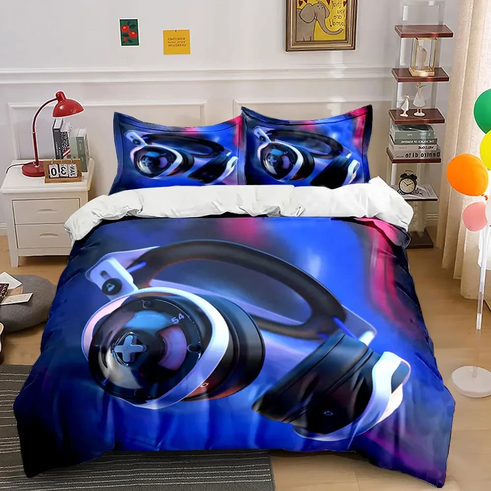 Set di cuffie da gioco con audio stereo, diverse misure per bambini e adulti, set di biancheria da letto raffinato da 3 pezzi, idea regalo