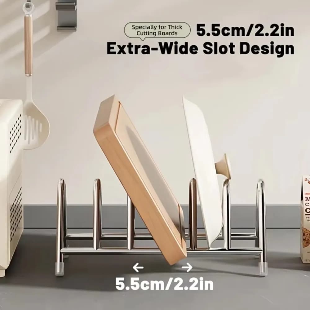 Kitchen Countertop Storage Rack 304 Stainless Steel Multi-Functional Pot Lid Holder Cutting Board Stand Vegetable Rack
