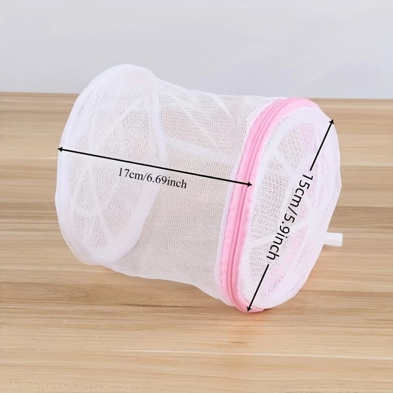 4pcs Laundry Bra Washing Bag - Mesh Design, Foldable Oval, with Pink Zipper Closure, Exquisite Storage Bag, Suitable for Travel,