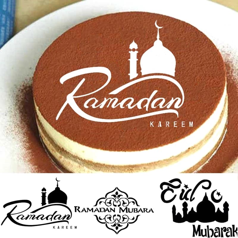 Eid Mubarak Moon Spray Stencil Cofffee Cake Topper Decor Ramadan Decor Aiuto Al Adha al-Fitr Kareem Islam Musulmano Gurbang Party