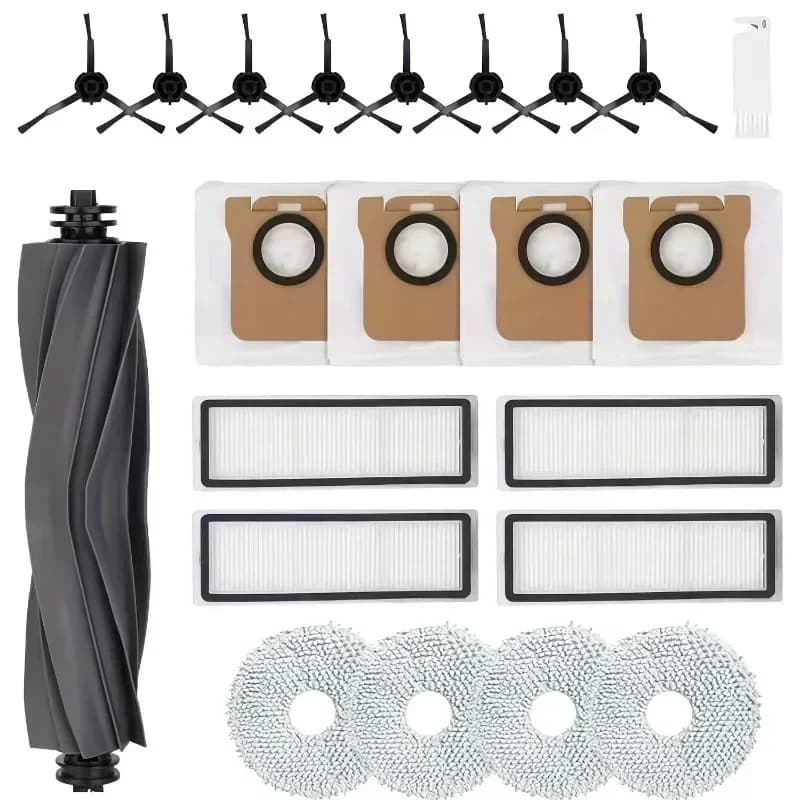 For Xiaomi X20+ Robot Vacuum Cleaner Kit：1 Main Brush, 4 Filters, 8 Side Brushes, 4 Mopping Pads, 4 Dust Bags, 1 Cleaning Tool