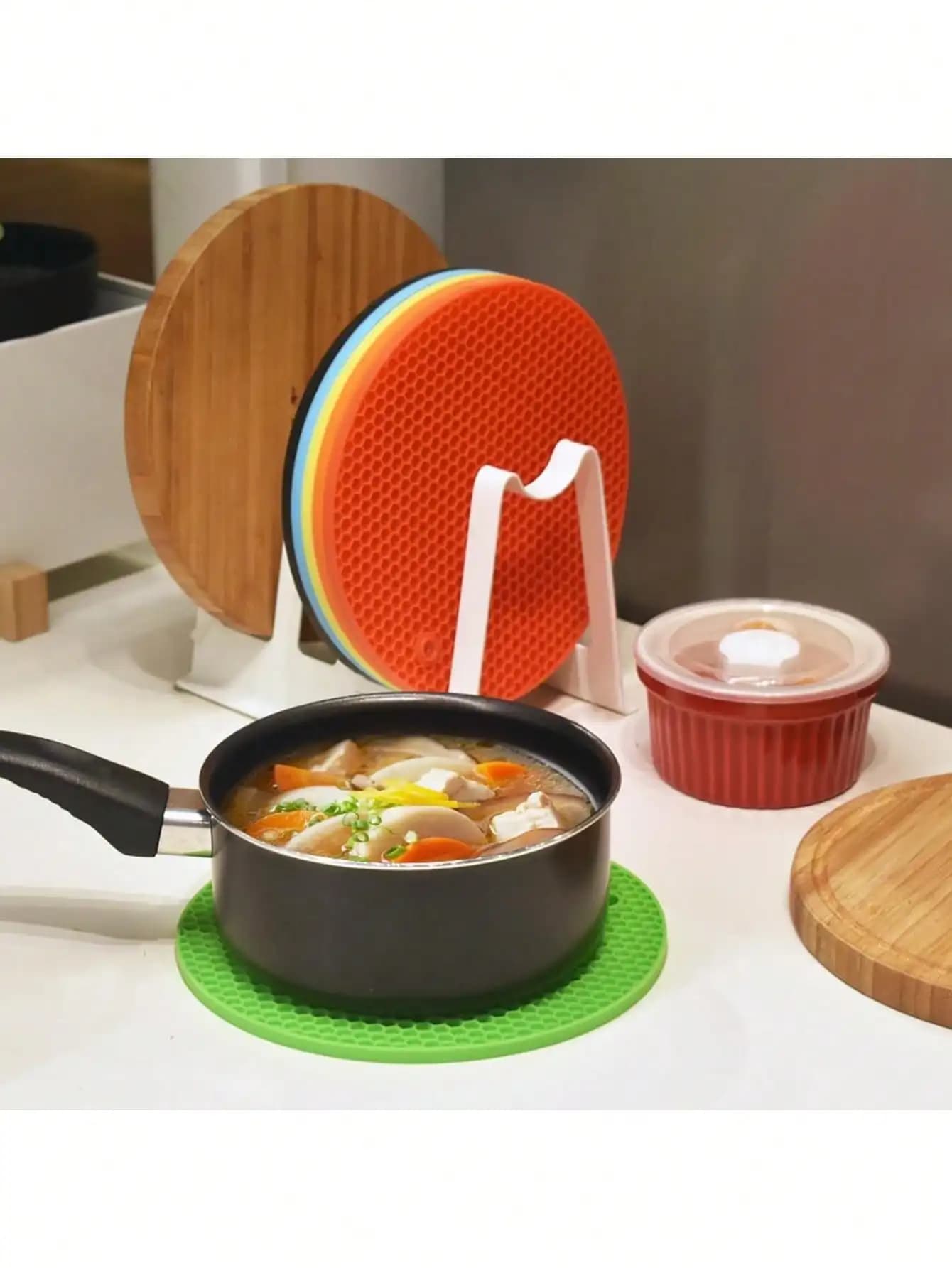 2 tovagliette rotonde resistenti al calore, tovagliette antiscivolo e tovagliette da tavola, adatte per accessori da ristorante e coperte da picnic