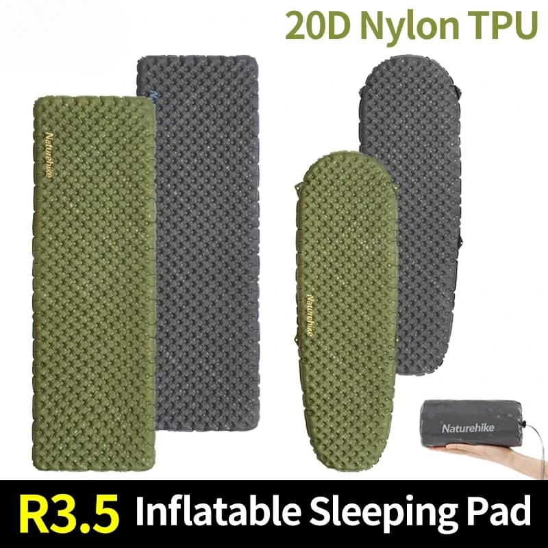 Materassino Gonfiabile R3.5 in Nylon 20D TPU, Tappetino Invernale Caldo Ultraleggero per Escursionismo e Campeggio con Sacca d'Aria
