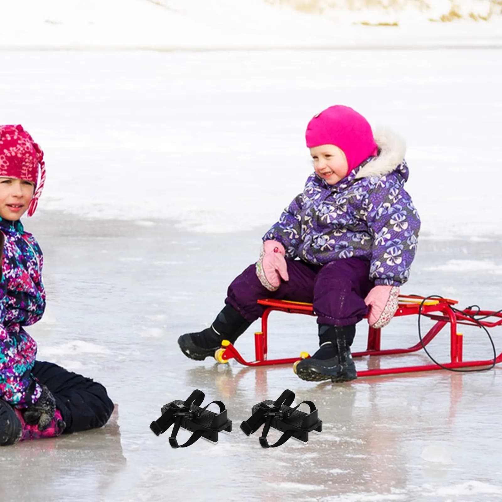 1 Paio di Pattini da Ghiaccio Regolabili per Bambini Principianti, Stabili e Comodi, Costruzione in Plastica e Acciaio con Cinghie, per Neve e Ghiaccio