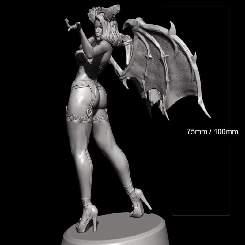 1/18 100mm 1/24 75mm Kit di modelli in resina Devil Beauty Girl Figure Figurina Scultura non verniciata 023