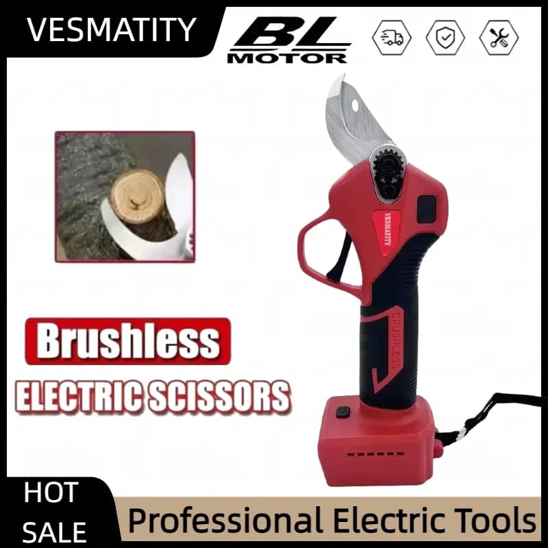 Cordless Electric Scissors Brushless Handheld Orchard Shrub Pruning Tree Branches Cutter For Milwaukee Battery