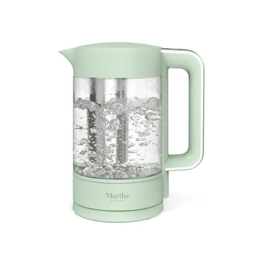 Bollitore Elettrico con Infusore per Tè Rimovibile in Acciaio Inox, Caraffa in Vetro 1,7L 7 Tazze, 4 Impostazioni Preimpostate, Mantenimento Calore e Auto-Spegnimento