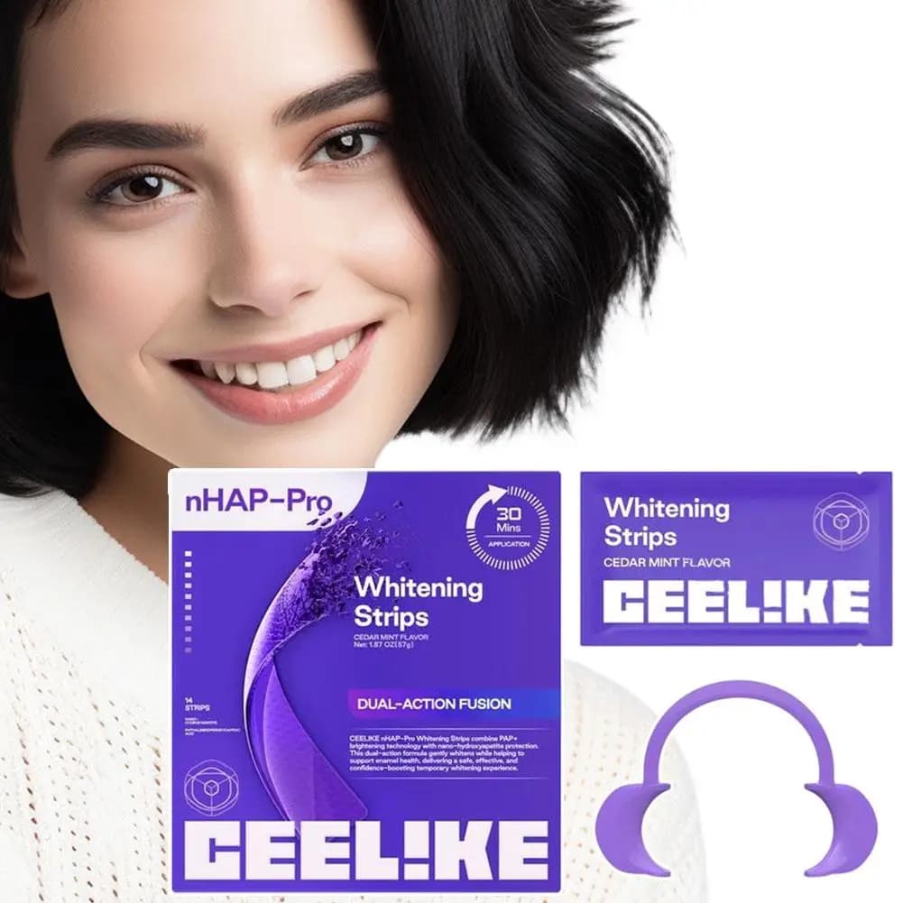 Strisce sbiancanti per denti V34 viola, adesivi sbiancanti per denti al gusto menta fresca, cura orale professionale e delicata per la pulizia dei denti