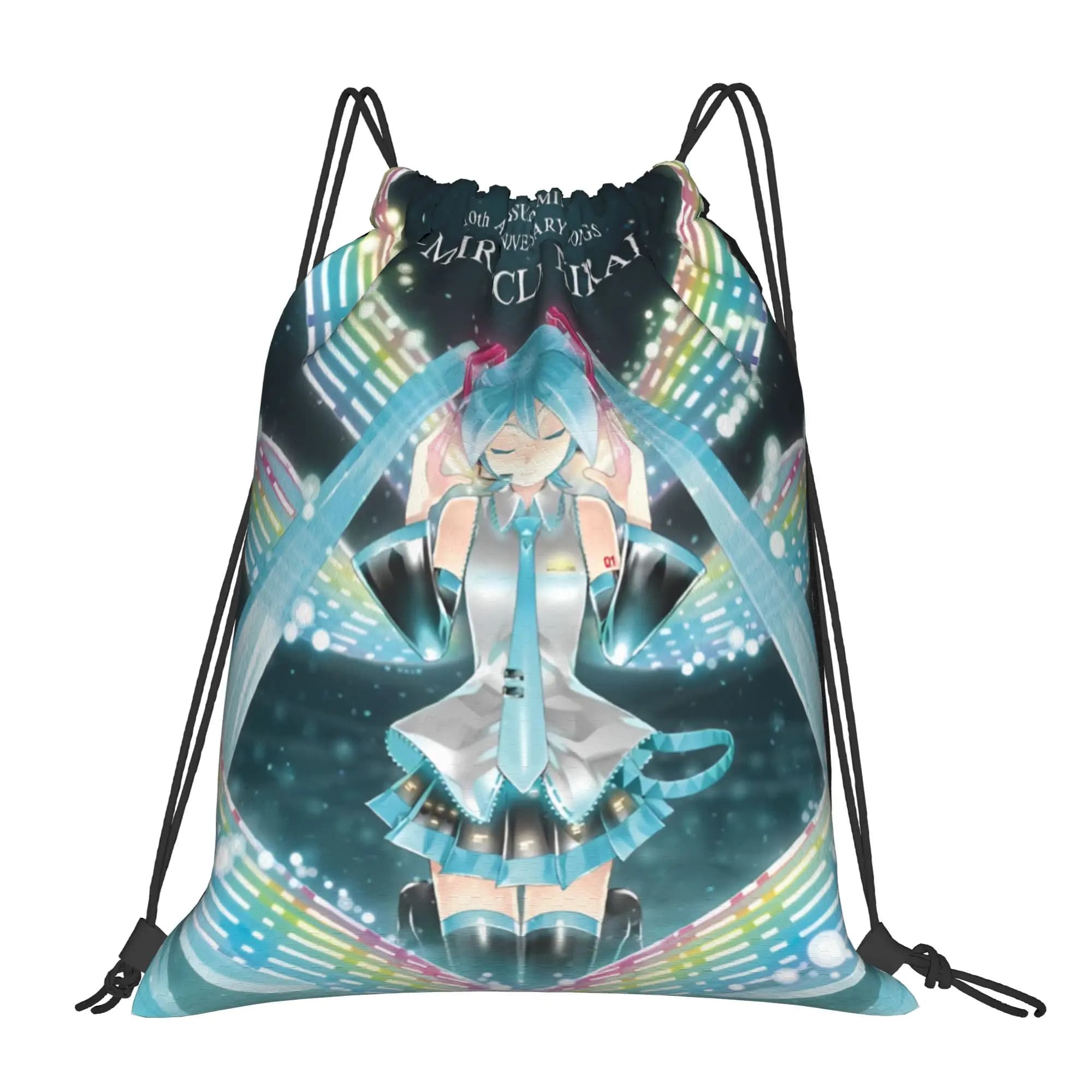 Zaino con coulisse personalizzato H-Hatsunes per uomo e donna, borsa sportiva pieghevole per palestra, shopping, anime, cartoni animati, con personaggi di Mikus Singer Music