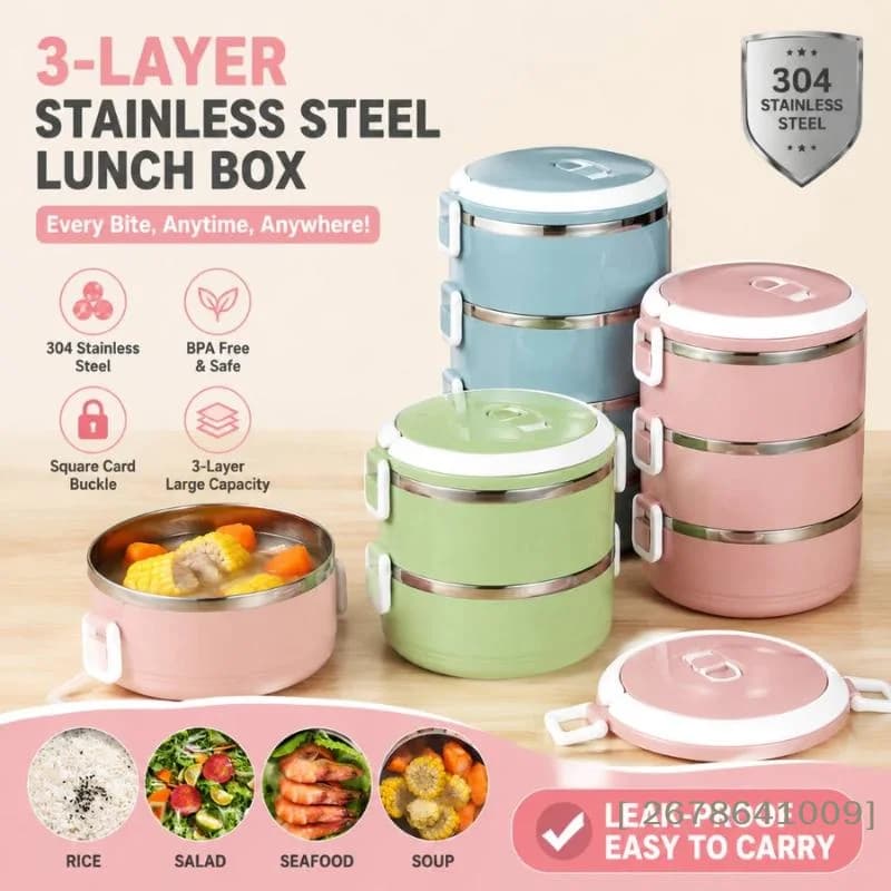 〔L〕410Stainless Steel Hot Food Bento Portable Home Insulated Meal Box Stackable Thermal Lunch Box Two-Layer Insulated Box