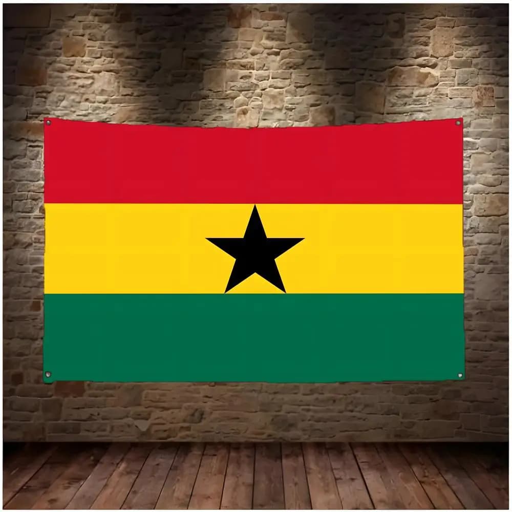 Ghana Gold Coast Africa Flags Daily four ring borderless design indoor outdoor decor easy hang install