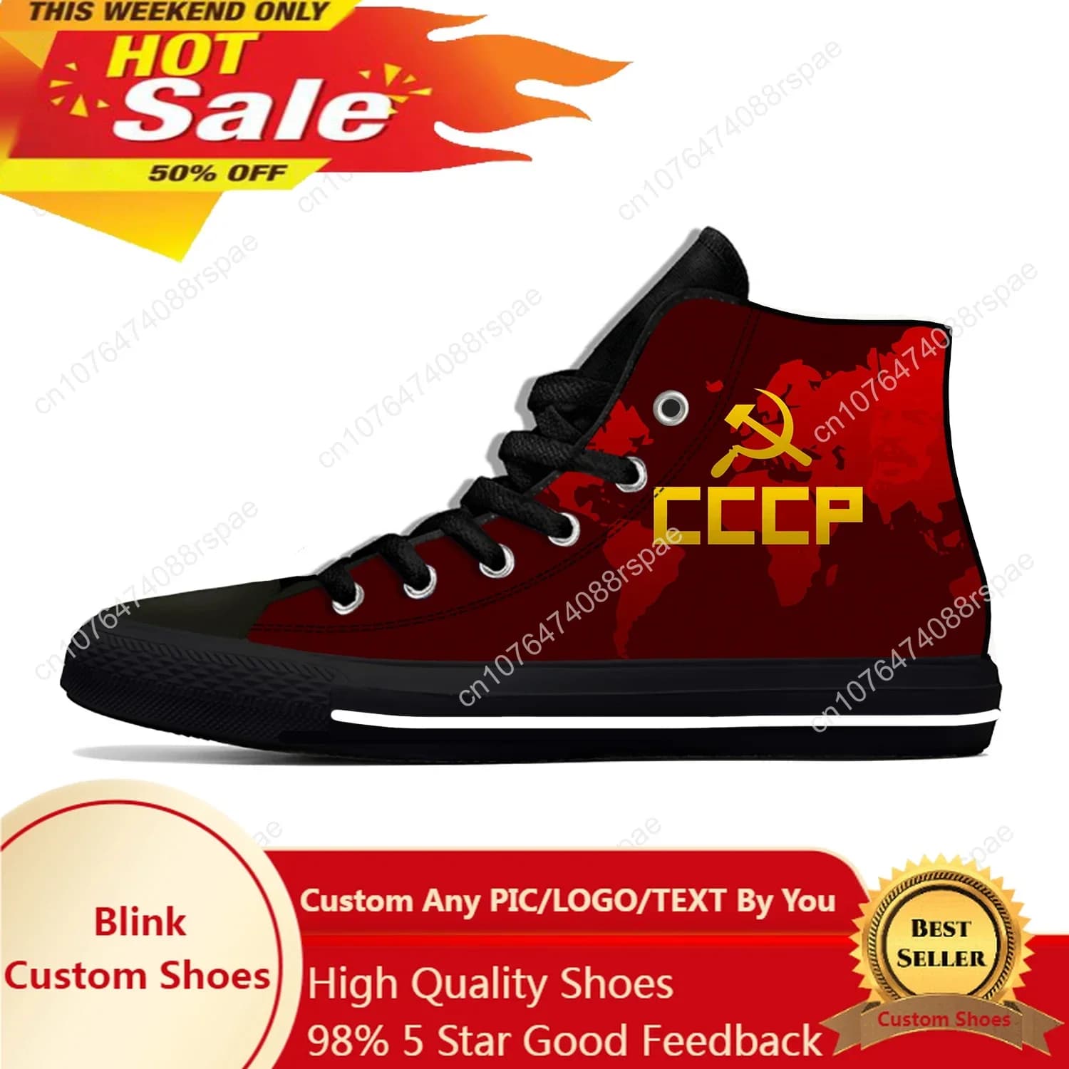 CCCP Russia russa urss unione sovietica Cool Funny Casual scarpe di stoffa High Top leggero traspirante stampa 3D uomo donna Sneakers