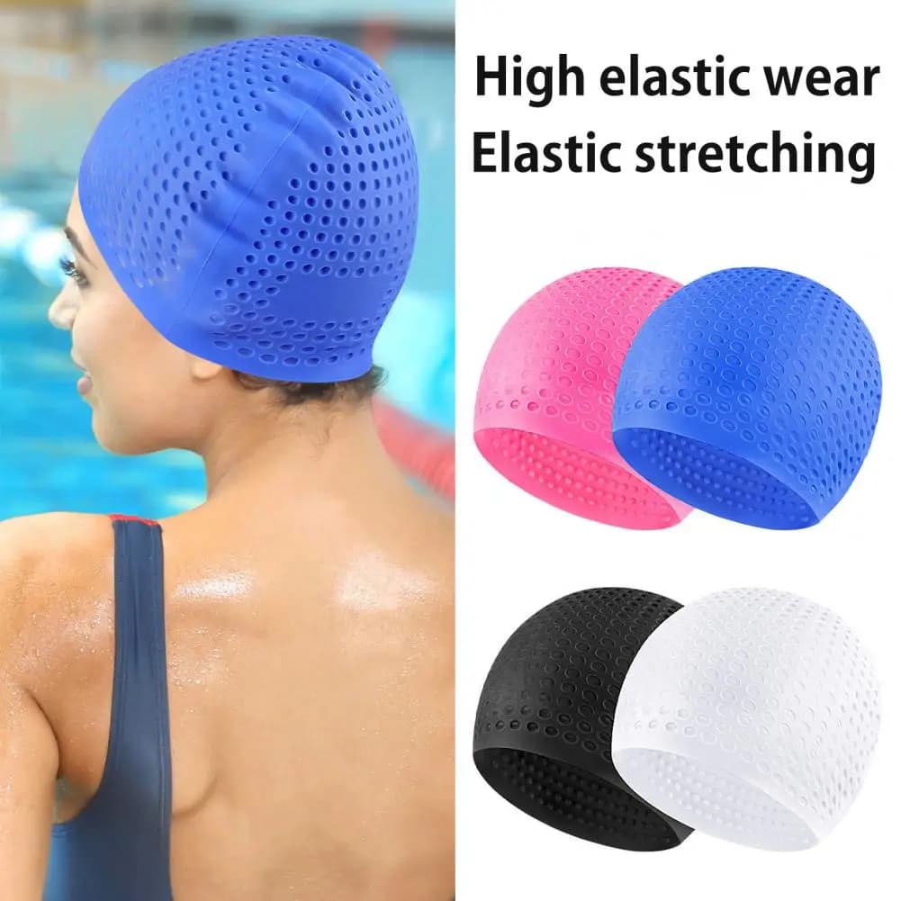 Cuffia da nuoto in silicone per uomo donna Cuffia da bagno impermeabile per mantenere i capelli lunghi asciutti Cuffia da nuoto per adulti antiscivolo per il nuoto